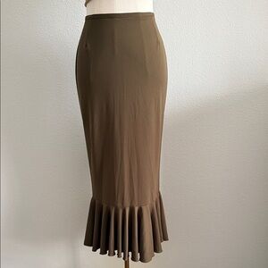Vintage Taiga Paris Olive Green Midi Skirt Size Small